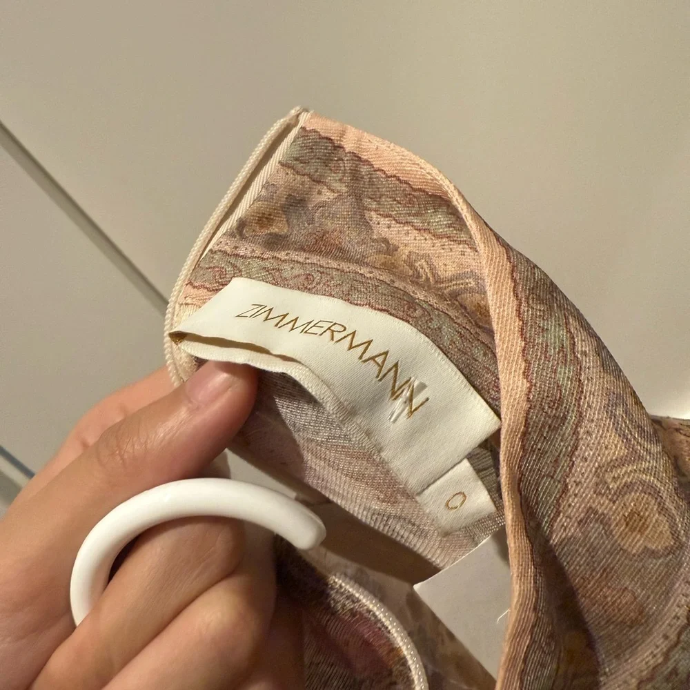 Zimmermann Silk Linen Illustration Bodice Blouse Size 0 - Picture 5 of 8